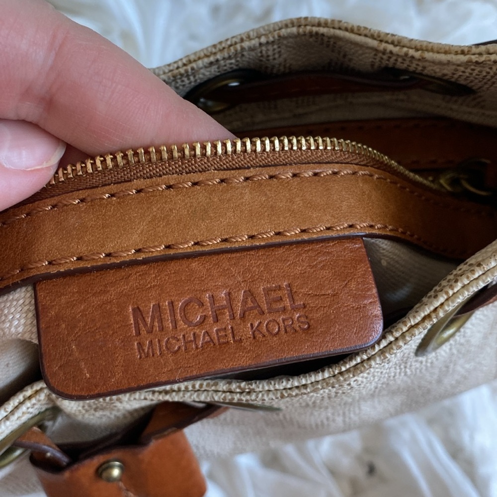 Michael Kors Brown Braided Handle Hobo Style Bohemian Shoulder Bag - Picture 11 of 13